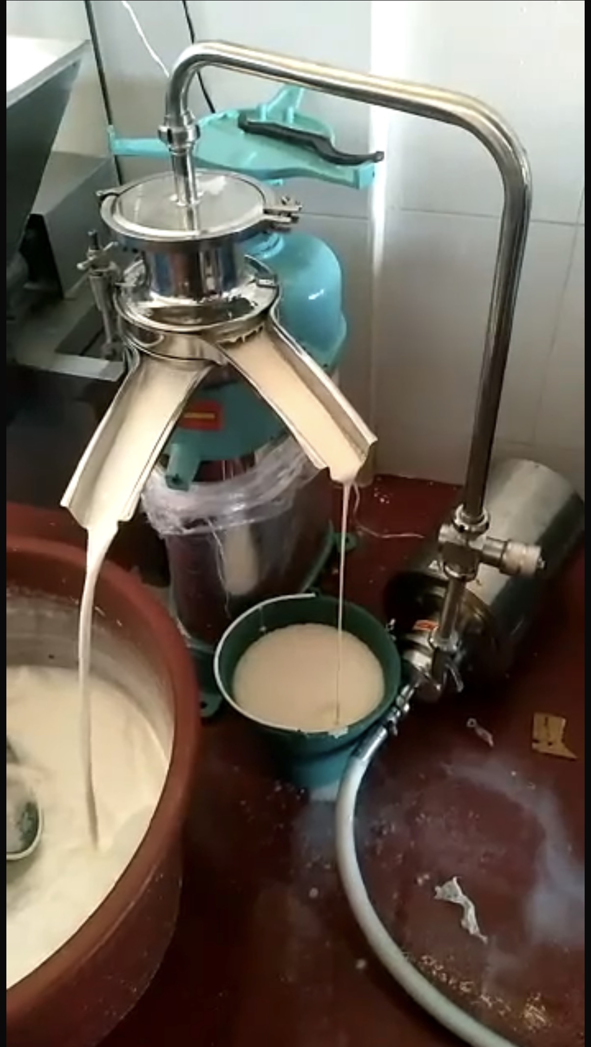 Cream separator in operation
